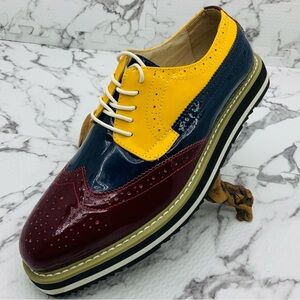 Men's Angelino Yellow | Navy | Burgundy Patent Casual Shoes